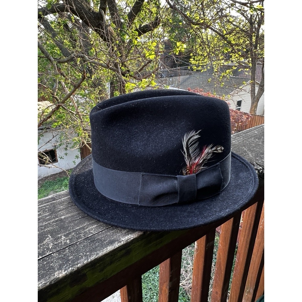Goorin Bros. Fedora Hat "The Doctor" Black Large w/ Feathers - Picture 2 of 13